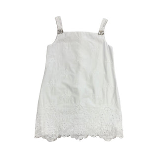 Dolce & Gabbana White Broderie-anglaise pinafore dress W/sparkling logo plagues, 6 years