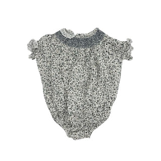 Noralee blue/green floral romper, 6 months