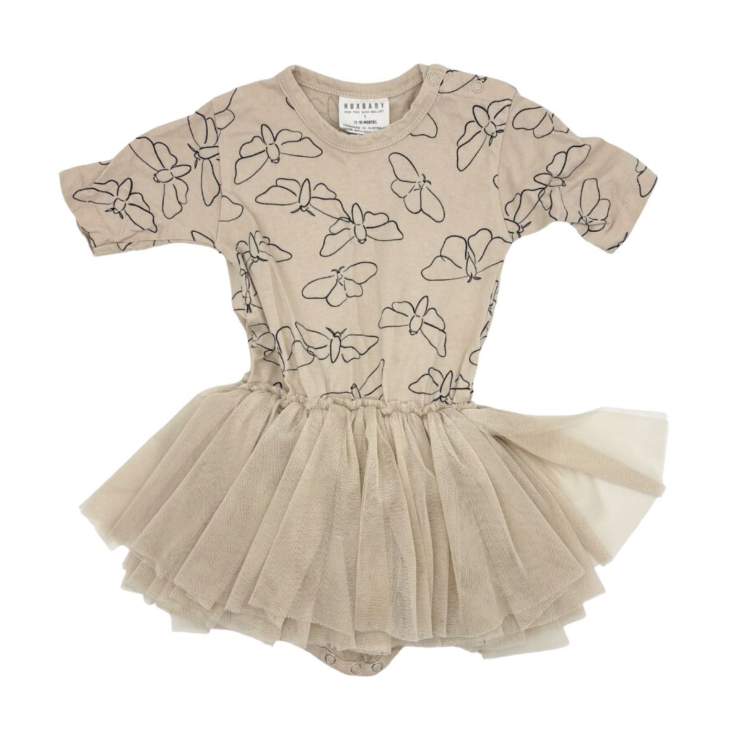 Hux  pink dragonfly dress w/tulle skirt, 12-18 months
