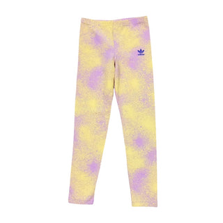 Adidas Lilac and yellow splattered leggings, 11-12 years