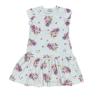 Monnalisa White dress w/polka dots, flowers&butterflies, 8 years