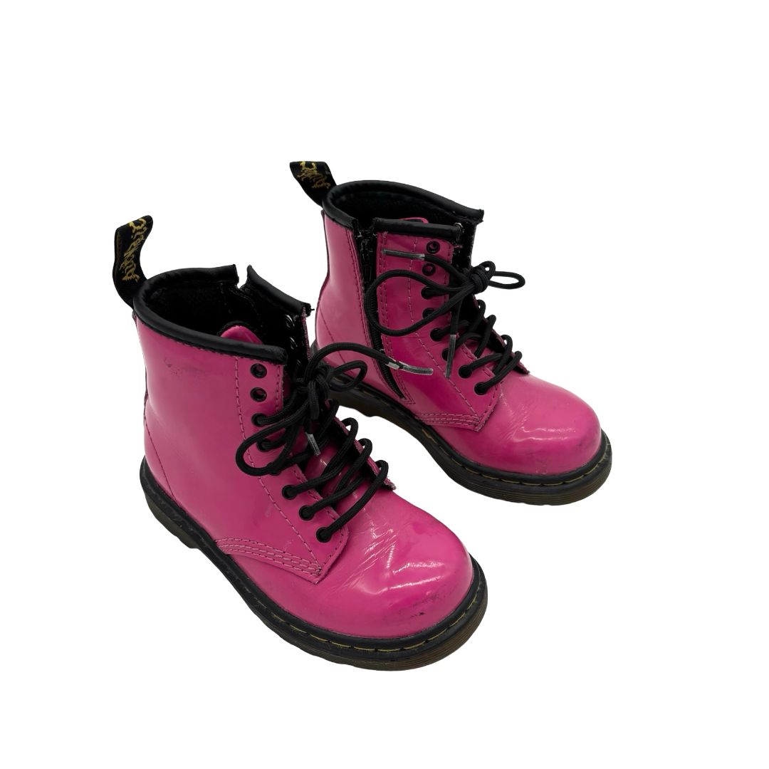Dr. Martens pink gloss boots, 8 little kid