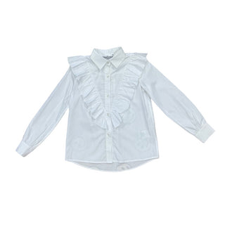 MSGM Kids White dress shirt w/frill, 8 years