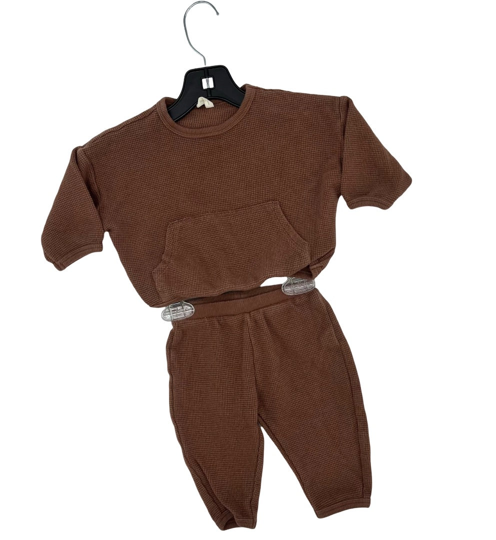 Quincy Mae Brown waffle set, 3-6 months