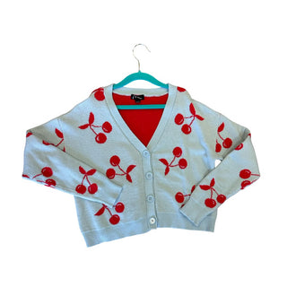 Art Class Blue Cardigan with Red Cherries, 10-12 years