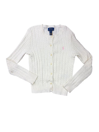 Polo Ralph Lauren white cable knit cardigan, 7 years