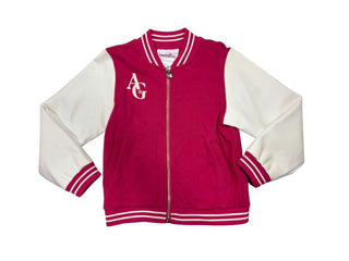 american girl pink varsity bomber jacket, 7/8 years
