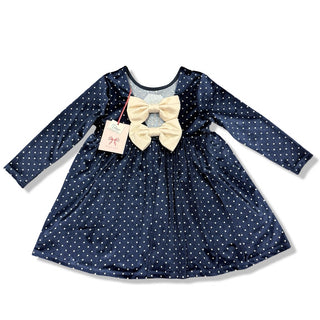 Konges Slojd Velour polka dot dress with bow -new with tag, 2 years