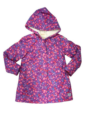 Hatley purple rain jacket with flowers, 8 years
