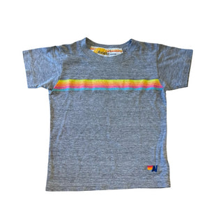 Aviator Nation Grey neon 5 stripes tshirt, 4 years