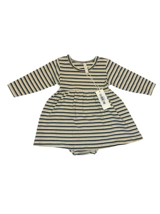 Quincy Mae Longsleeve baby dress vintage stripe  - new with tag, 3-6 months