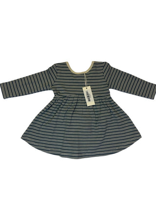 Quincy Mae Ribbed long sleeve slate micro stripe dress  - new with tag, 3-6 months