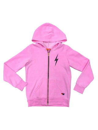Aviator Nation Pink Zip Up Hoodie with Lightning Bolts, 10 years