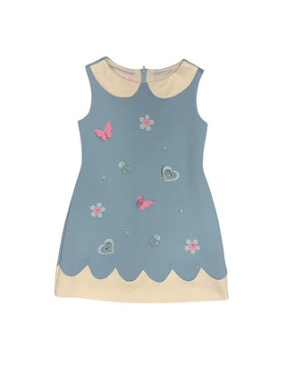 Biscotti blue shift dress with appliques, 7 years