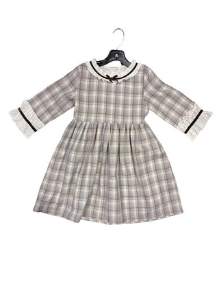 sunny fashion brown and blue plaid dress, 7/8 years