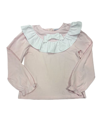 Patachou Light Pink and White Top with Ruffle and Bow - Some light marks, reflected in price, 10 years