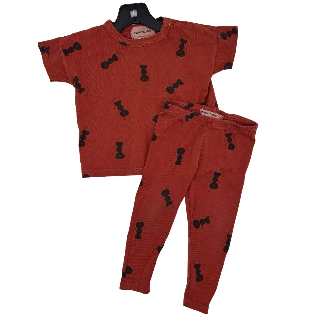 Bobo Choses Red ant tshirt/pant set, 12 months