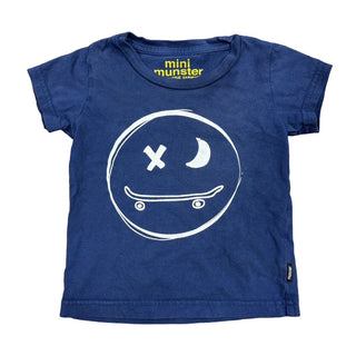 Mini Munster Navy tee with smiley face, 6-12 months
