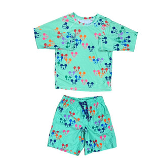 Disney Official Green Mickey Mouse swim shirt & short set, 6 years