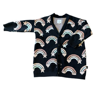 Hux Black cardigan w/rainbows, 7 years