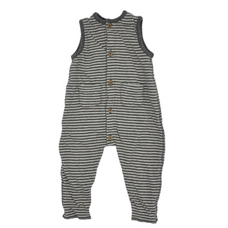 Bonpoint Grey stripped romper, 0-3 months