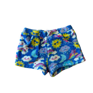 Candy Pink Fuzzy blue w/sun and unicorn shorts, 6/6x years