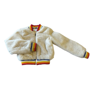 Spiritual Gangster Faux fur coat w/rainbow trim, 6 years