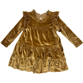 Pink Chicken gold velour dress, 2 years