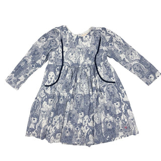 Pink Chicken  blue dog dress, 3 years