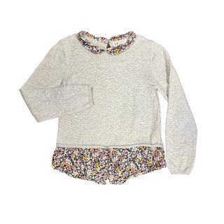 H&M Grey sweater w/floral collar, 8-10 years