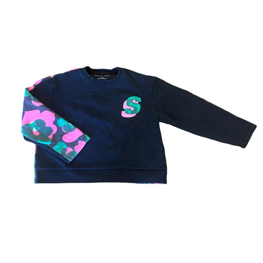 Stella McCartney black/floral sweatshirt w/small hole, 8 years