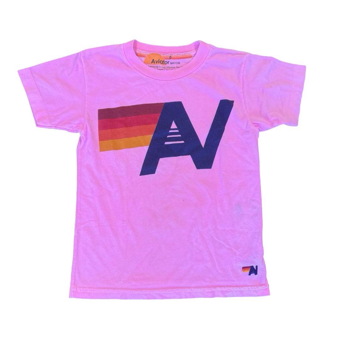 Aviator Nation pink tshirt w/small stain, 6 years