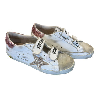 Golden Goose Suede Toe Leather Glitter Star ice/gold/salmon pink, euro 32 big kid
