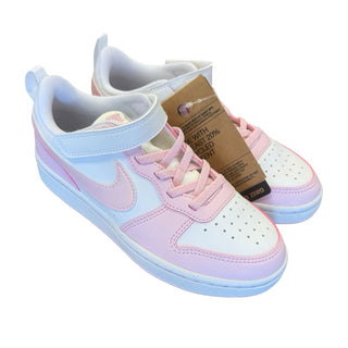 Nike new in box baby pink/white dunk low, 2 big kid
