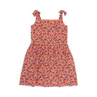 Gucci Red GG heart pattern poplin dress w/shoulder tie bows, 4 years