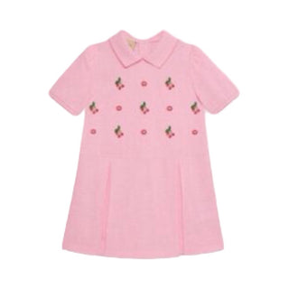 Gucci Pink cotton pique polo dress w/embroidered cherry and interlocking G’s, 4 years