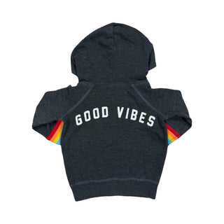 Spiritual Gangster Charcoal grey zip up w/rainbows, 4T