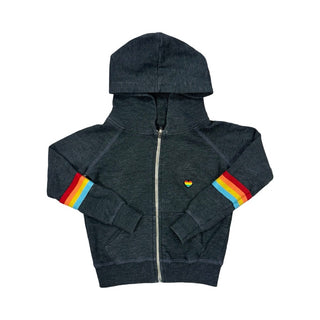 Spiritual Gangster Charcoal grey zip up w/rainbows, 4T