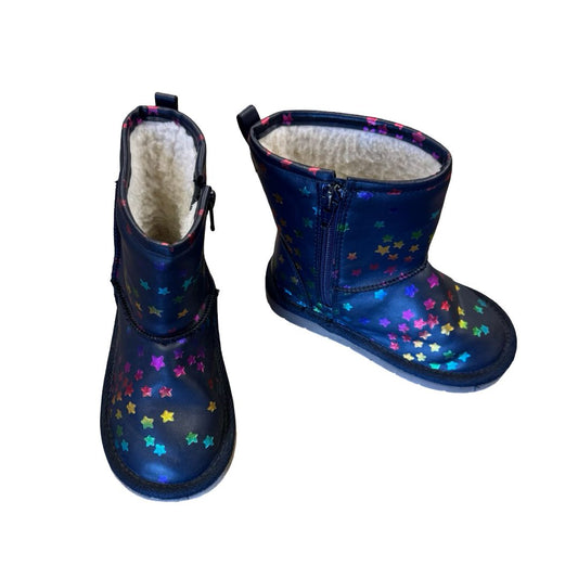 Gap navy w/rainbow stars winter boots, 9 little kid