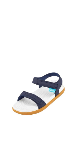 Native Charley Sandal in Regatta Blue with White Shell and Toffee Brown Sole New with Tags, 8 little kid