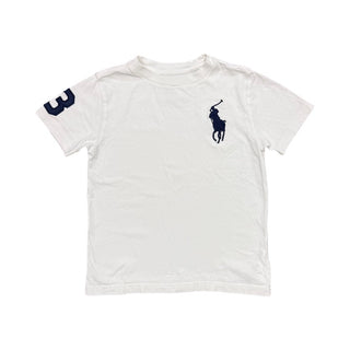 Polo Ralph Lauren White Tee with Large Navy Logo and "3", 5 years