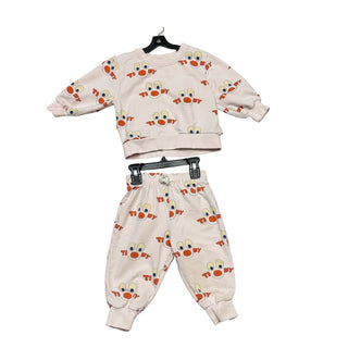 Tiny Cottons Clowns cotton sweatshirt/pant set in pastel pink, 2 years