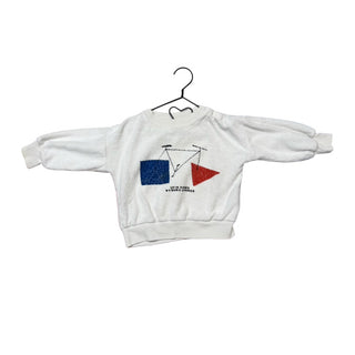 Bobo Choses White terry playful “crazy bicy” graphic sweatshirt, 12 months