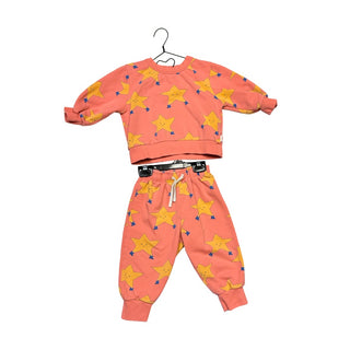 Tiny Cottons Dancing stars print in light red sweatshirt/pant, 2 years