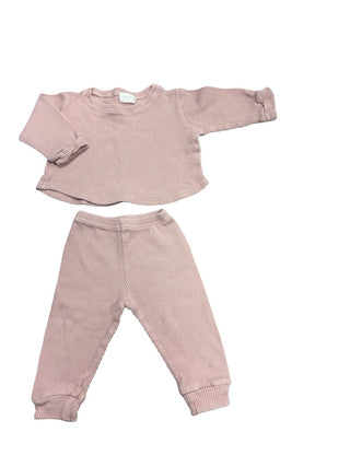 Mikki Rae Pink waffle pants/top set, 12-18 months
