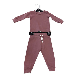 Quincy Mae Dusty maroon waffle long sleeve/pant set, 3-6 months