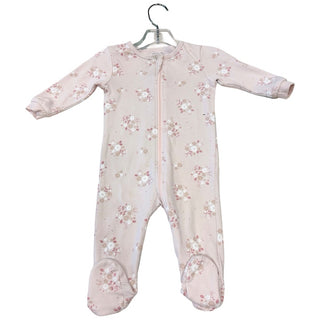 Petit Lem Baby pink w/floral design sleeper/play suit, 6 months