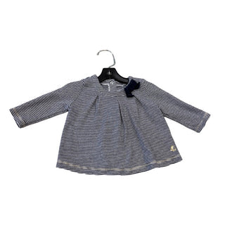 Petit Bateau Navy/white strip long sleeve w/bow, 3 months