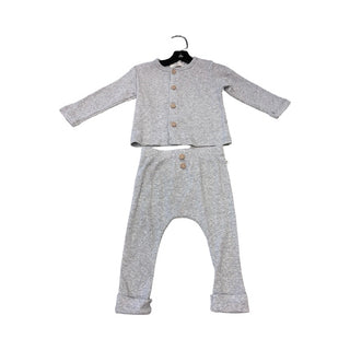 1 + In The Family Grey ribbed button up long sleeve/pant set, 6 months