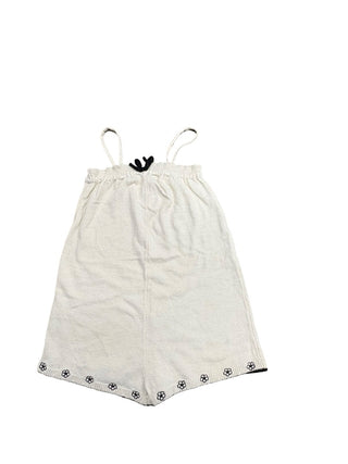 Zara White Knite romper with floral hem/bow details, 2-3 years